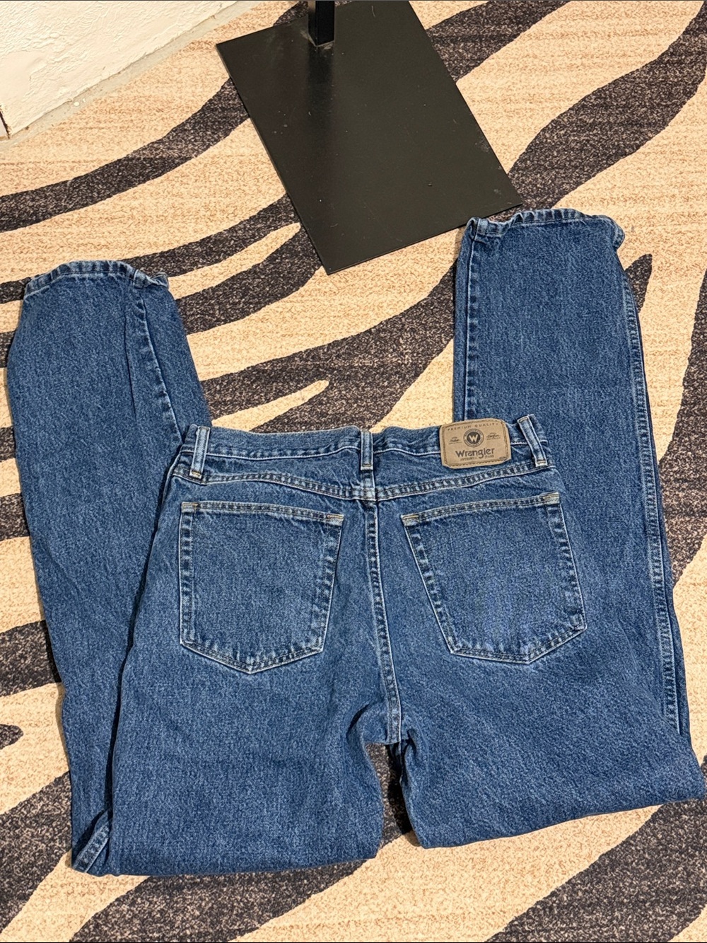 Wrangler Blue Denim Jeans with Back Pocket and Leather Patch